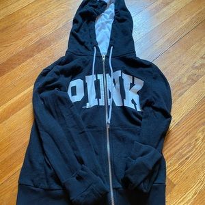 Victoria’s Secret Pink Black Full Zip Hoodie